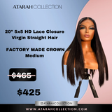 Ready to Ship Crown 20” HD  5x5  Lace Closure Virgin Straight Hair