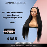 Ready to Ship Crown 26" 13×4 Transparent Lace Frontal Virgin Straight Hair