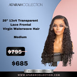 Ready to Ship Crown 26" 13×4 Transparent Lace Frontal Virgin Waterwave Hair